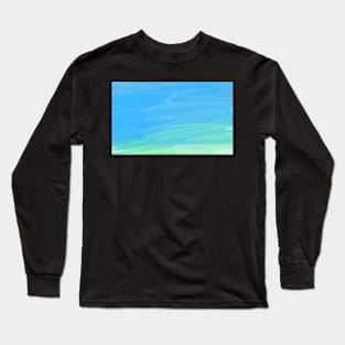 Blue Ocean Waves Abstract Art Pattern MInimalism Long Sleeve T-Shirt